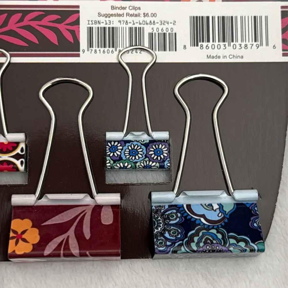 {NWT} Vera Bradley | Carnaby Blue Rhapsody Retired Metal Binder Clips Set (8pc)